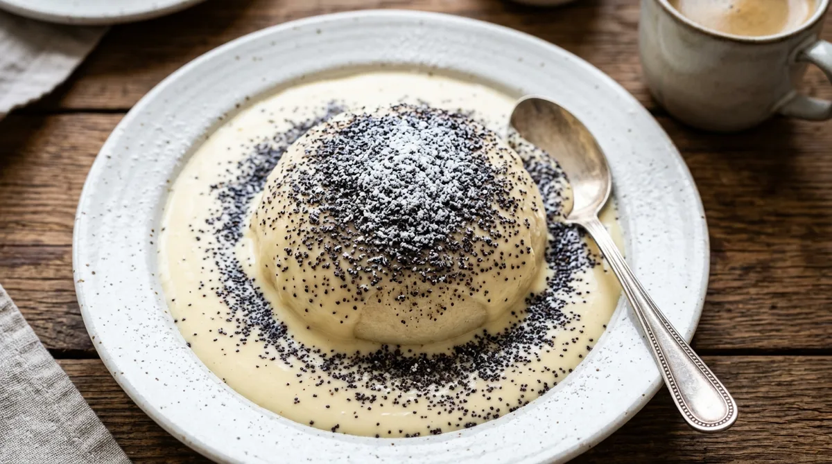 Cannabis Yeast Dumplings with Vanilla Sauce